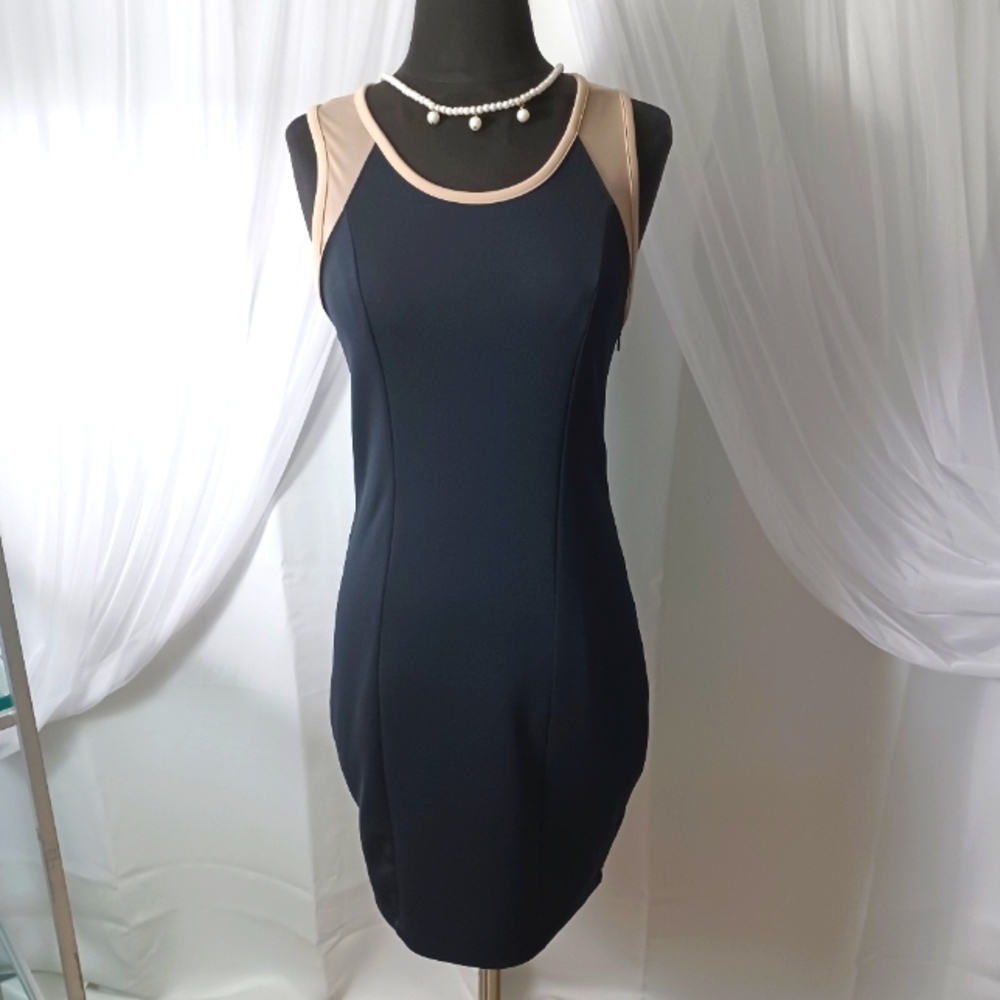 FOREVER 21 RACER BACK SLEEVELESS DRESS, SIZE:M, Black/Tan